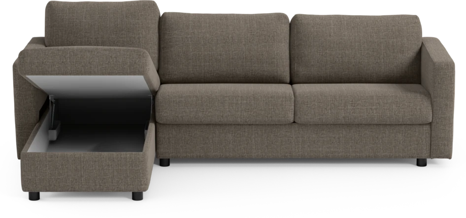Lindö - Bäddsoffa 2,5-sits med schäslong, vändbar - Brun