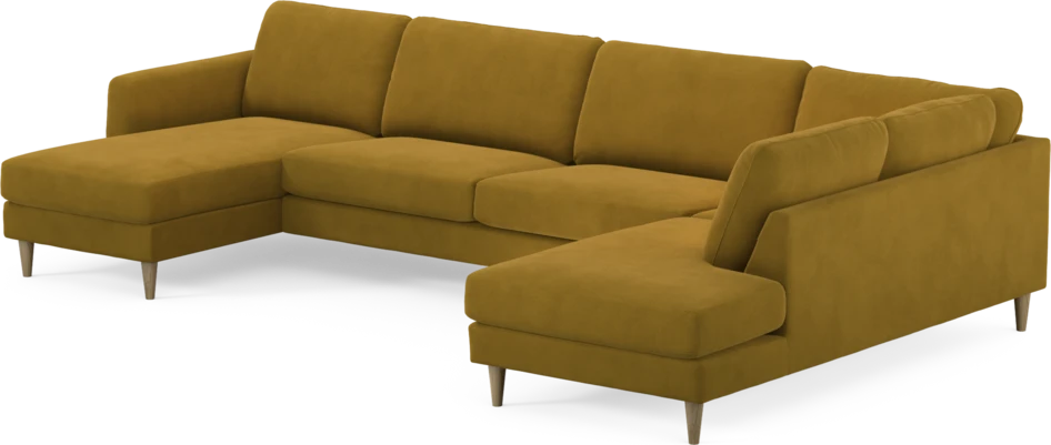 Bridge - 3-sits soffa med schäslong vänster och divan höger - Gul