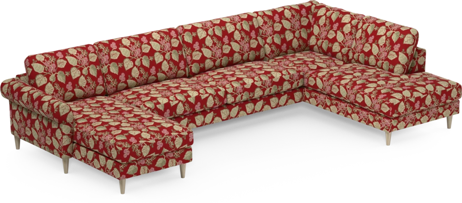 Bridge - 3-sits soffa med schäslong vänster och divan höger - Röd