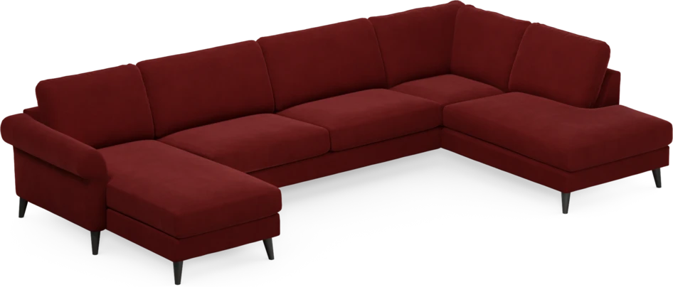 Bridge - 3-sits soffa med schäslong vänster och divan höger - Röd