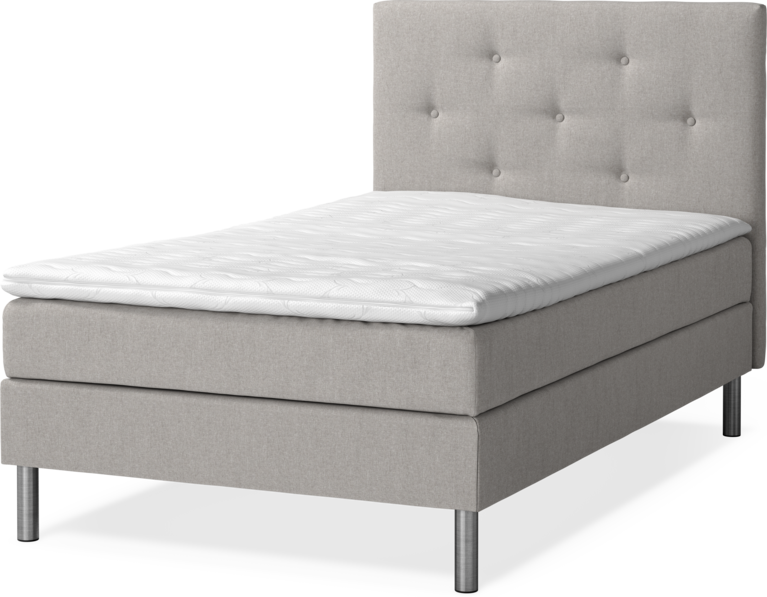 Bergamo - Kontinentalsäng, enkelsäng med bäddmadrass och pikerad sänggavel