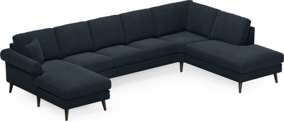 Eden - 3-sits soffa med schäslong vänster och divan höger - Blå