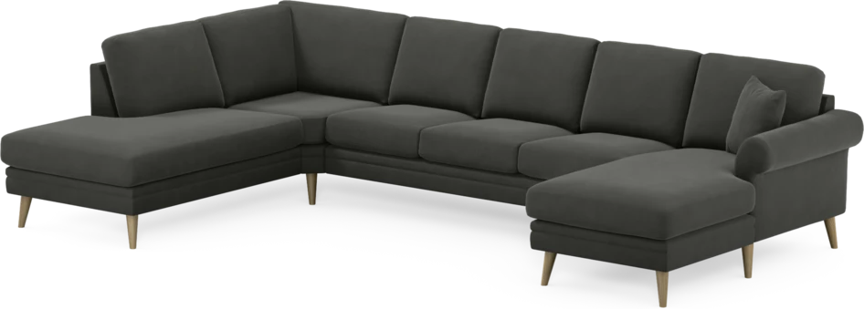 Eden - 3-sits soffa med divan vänster och schäslong höger - Grå