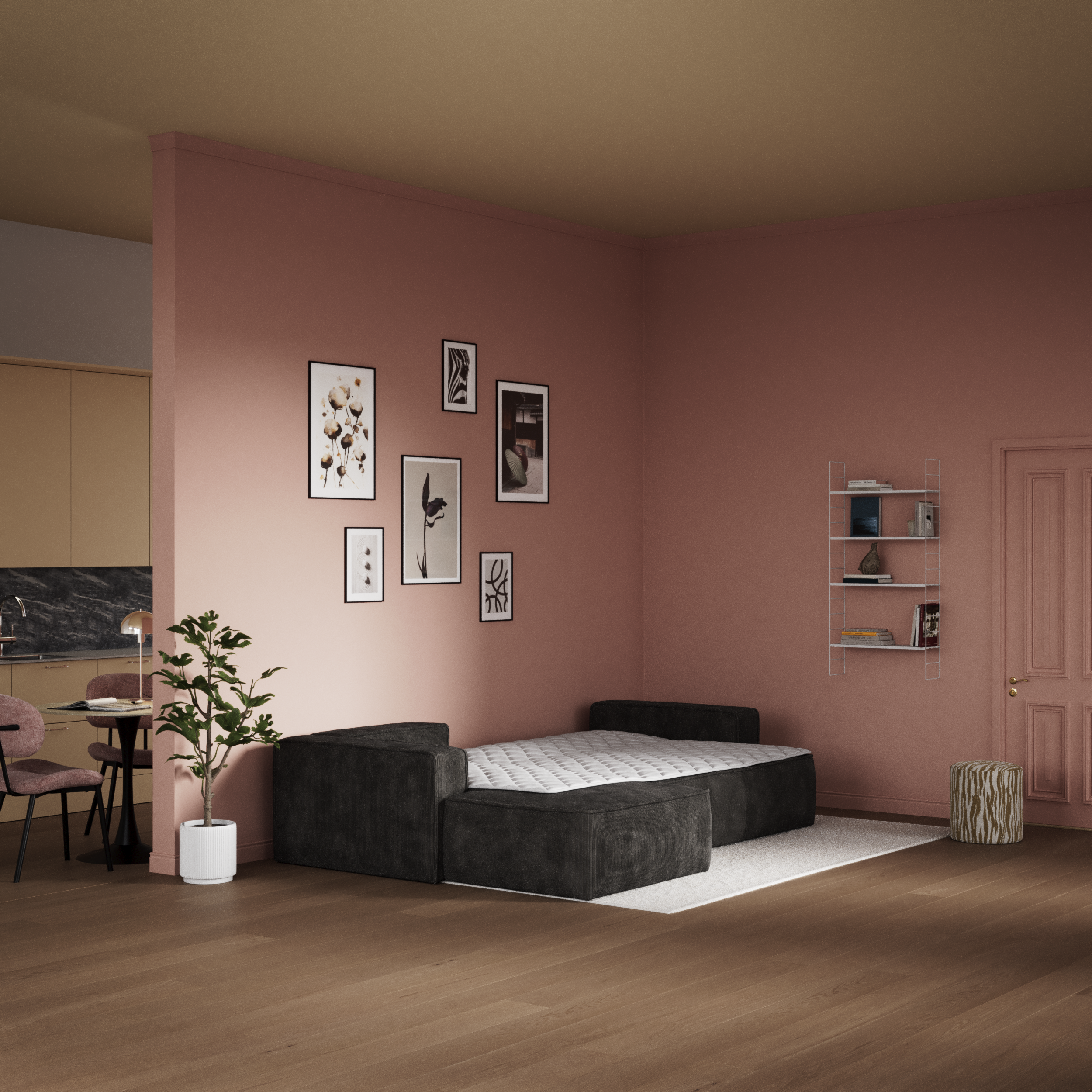 Ide - Bäddsoffa 3-sits med schäslong vänster - inspiration