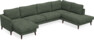 Bridge - 3-sits soffa med schäslong vänster och divan höger - Grön