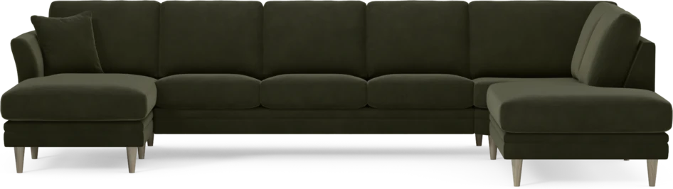 Eden - 3-sits soffa med schäslong vänster och divan höger - Grön