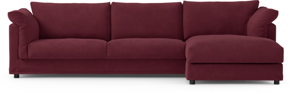 Cherrie - 3-sits soffa med schäslong höger, med kappa - Röd
