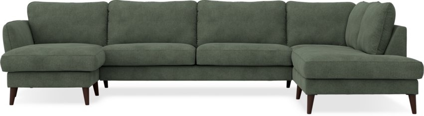 Bridge - 3-sits soffa med schäslong vänster och divan höger - Grön
