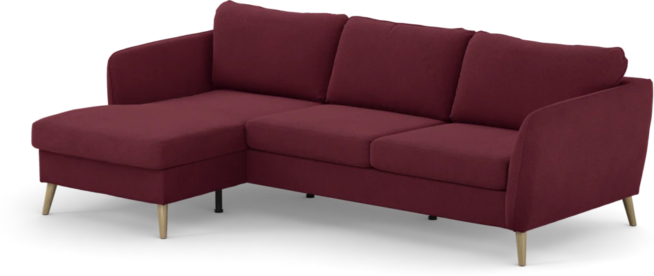 County - 3-sits soffa med flyttbar schäslong - Röd