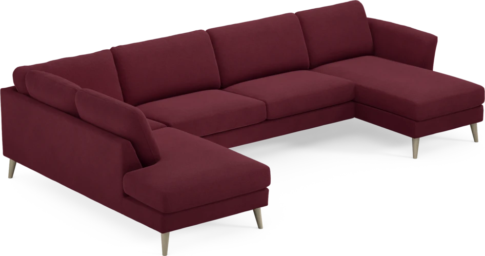 Bridge - 3-sits soffa med divan vänster och schäslong höger - Röd