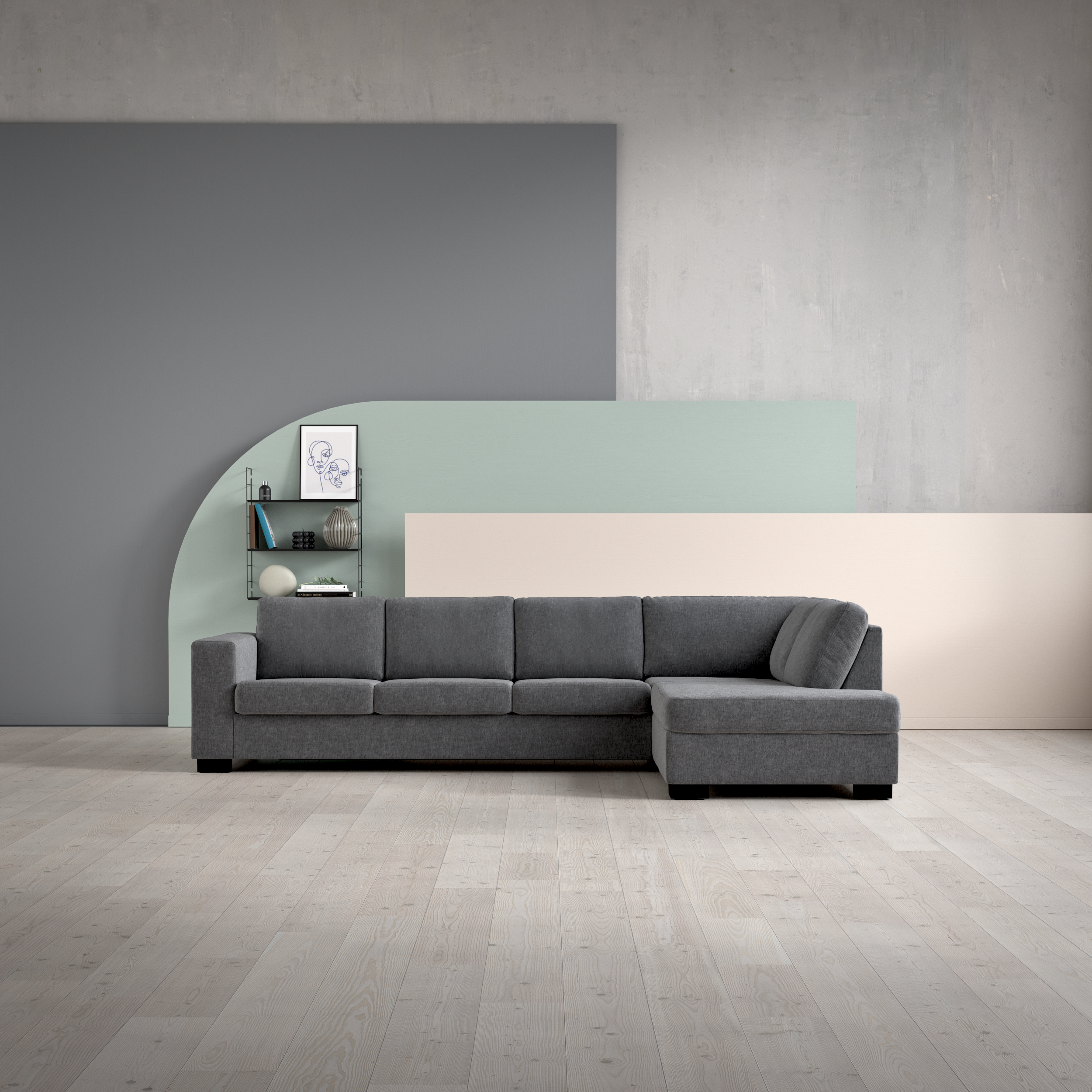 Nevada, 3-sits soffa med divan höger