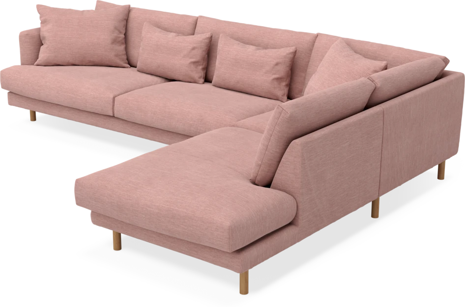 Harper - 3-sits soffa med divan höger - Rosa