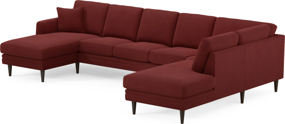 Eden - 3-sits soffa med schäslong vänster och divan höger - Röd