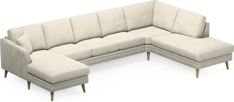 Eden - 3-sits soffa med schäslong vänster och divan höger - Vit