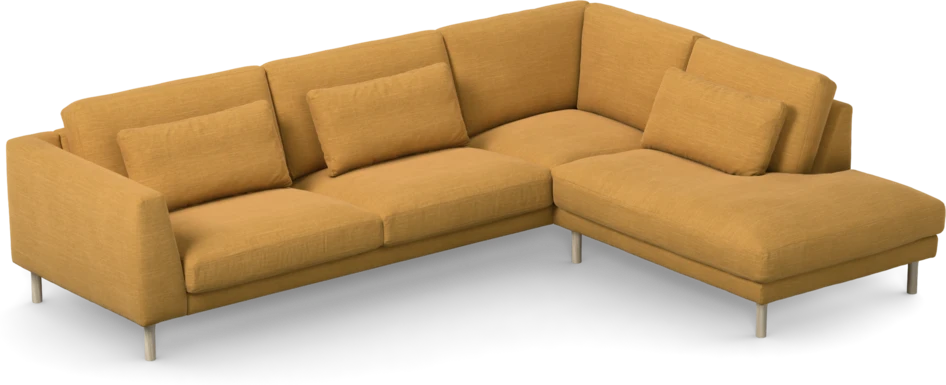 Willow - 3-sits soffa med divan höger, fast klädsel - Gul
