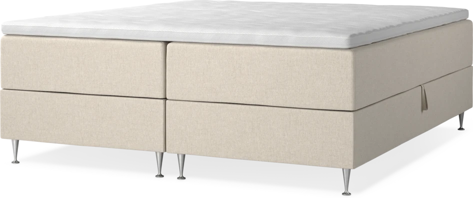 New York - Förvaringssäng, dubbelsäng med bäddmadrass och sängben - Beige
