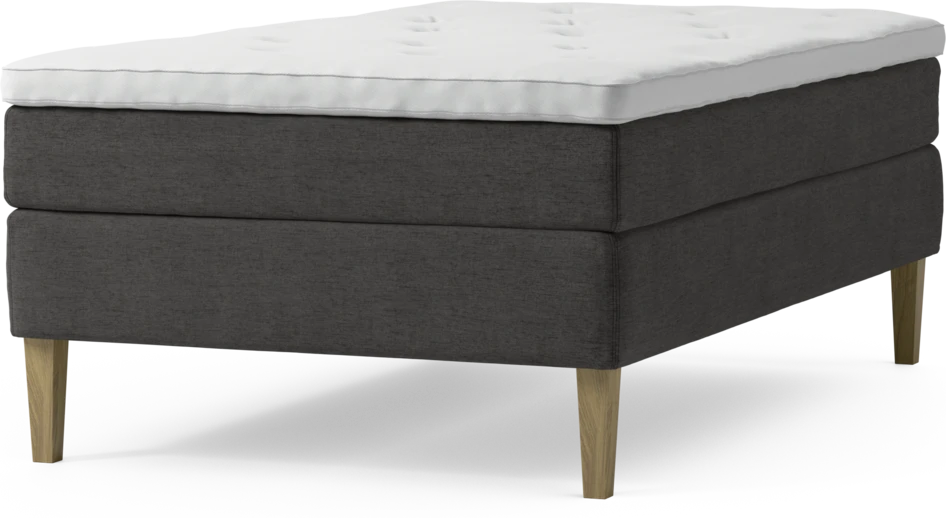 Delux Sense - Kontinentalsäng, enkelsäng 120 cm med bäddmadrass och sängben - Grå