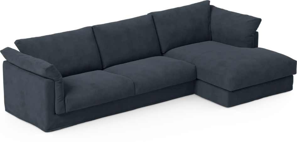 Cherrie - 3-sits soffa med schäslong höger, med kappa - Blå