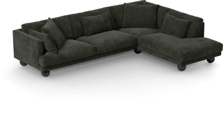 Harper - 3-sits soffa med divan höger - Svart