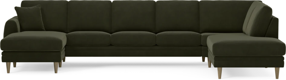 Eden - 3-sits soffa med schäslong vänster och divan höger - Grön