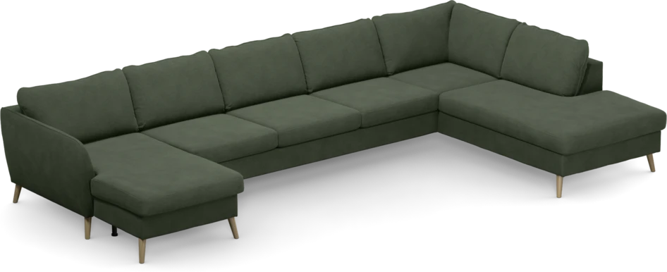 County - 4-sits soffa med schäslong vänster och divan höger - Grön