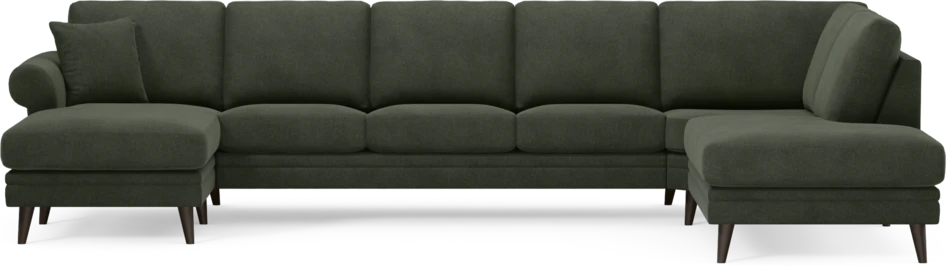 Eden - 3-sits soffa med schäslong vänster och divan höger - Grön
