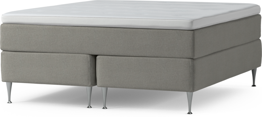 Delux Exclusive - Kontinentalsäng, dubbelsäng med bäddmadrass och sängben - Grå