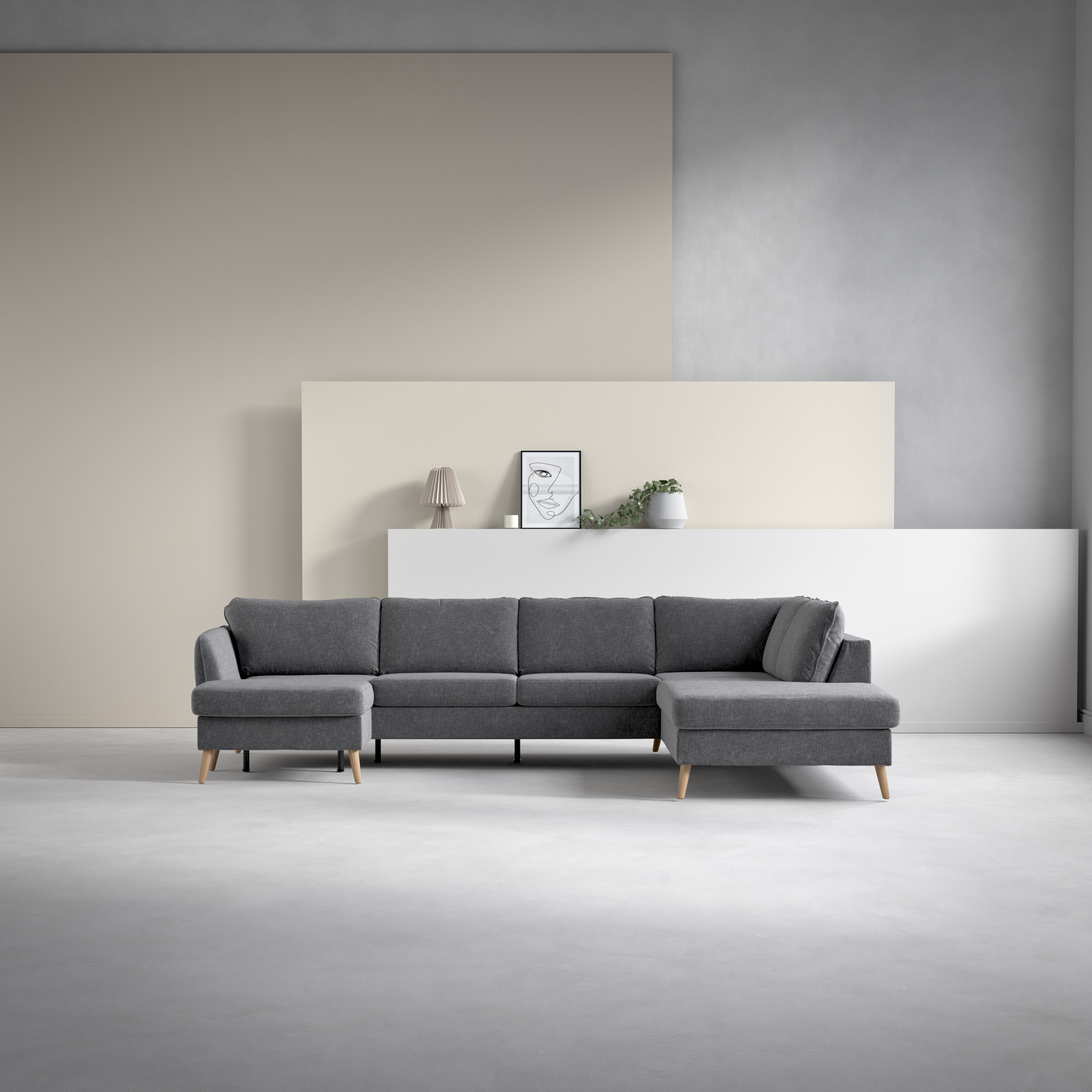 County, 3-sits soffa med schäslong vänster och divan höger