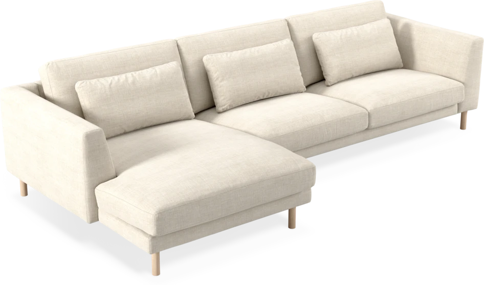 Willow - 3-sits soffa med schäslong vänster, fast klädsel - Beige