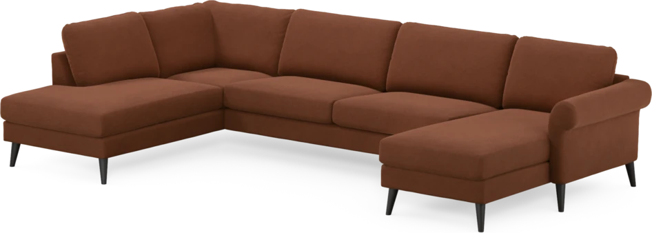Bridge - 3-sits soffa med divan vänster och schäslong höger - Orange