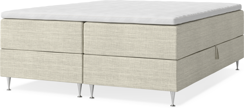 New York - Förvaringssäng, dubbelsäng med bäddmadrass - Beige