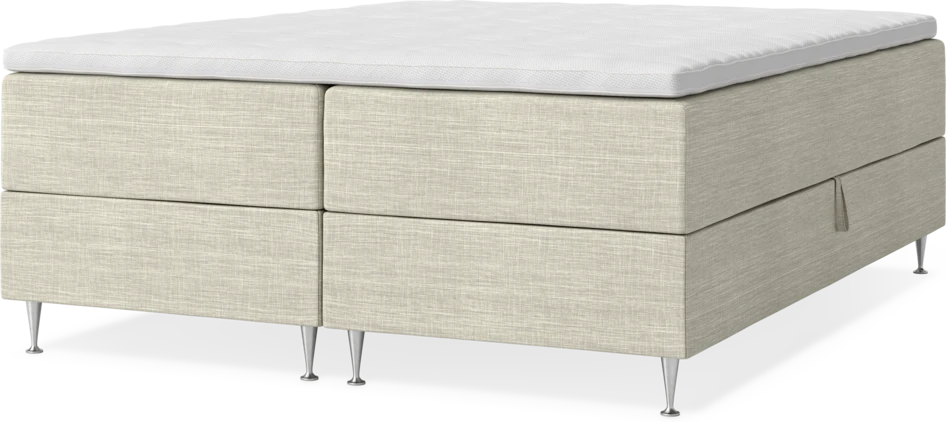 New York - Förvaringssäng, dubbelsäng med bäddmadrass och sängben - Beige
