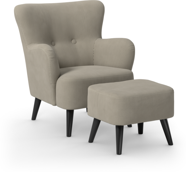 Timmy - Fåtölj med fotpall - Beige