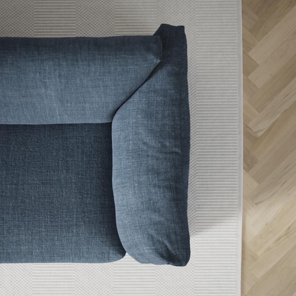 Cherrie - 3-sits soffa med divan vänster, med kappa - Blå