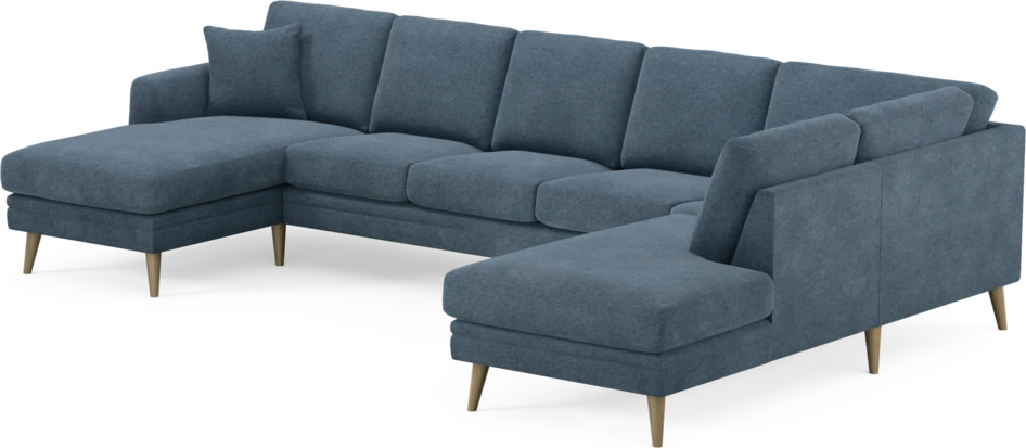 Eden - 3-sits soffa med schäslong vänster och divan höger - Blå