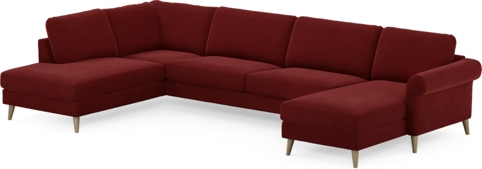 Bridge - 3-sits soffa med divan vänster och schäslong höger - Röd