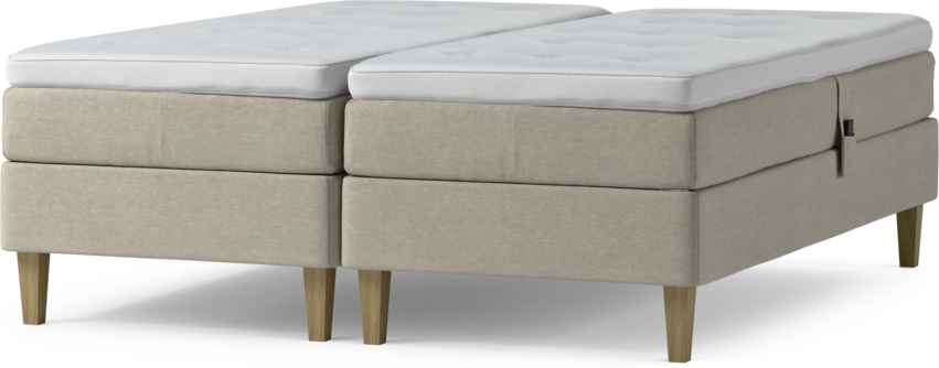 Delux Sense - Ställbar säng, dubbelsäng med bäddmadrass och sängben - Beige