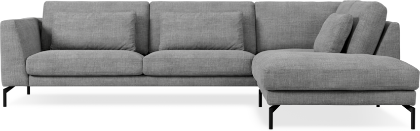 Willow - 3-sits soffa med divan höger, fast klädsel - Grå