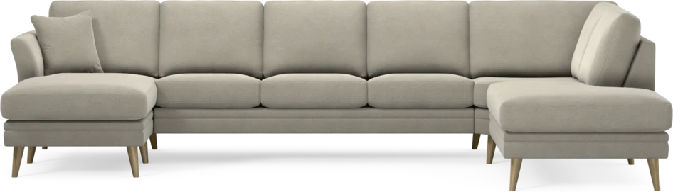 Eden - 3-sits soffa med schäslong vänster och divan höger - Brun