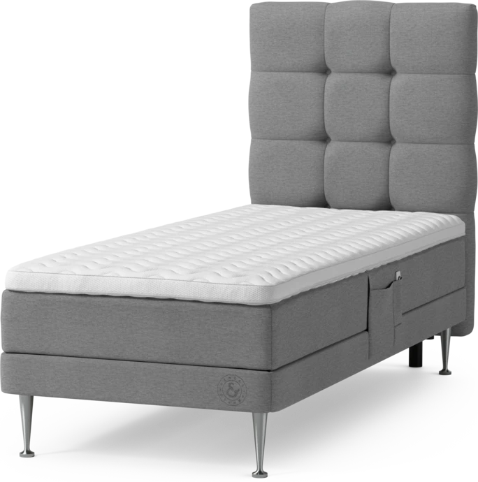 Särö Comfort, Ställbar säng, enkelsäng med bäddmadrass och Ruta sänggavel