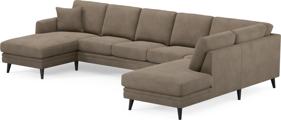 Eden - 3-sits soffa med schäslong vänster och divan höger - Brun