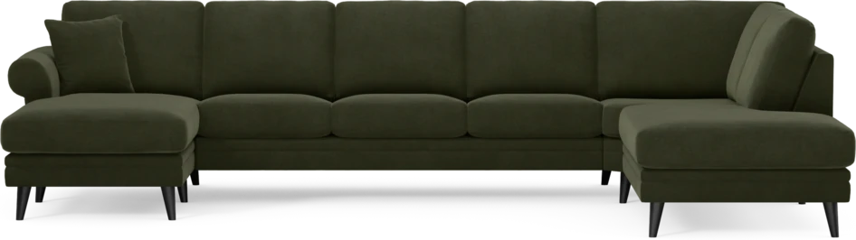 Eden - 3-sits soffa med schäslong vänster och divan höger - Grön