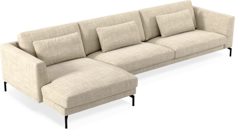 Willow - 4-sits soffa med schäslong vänster, fast klädsel - Beige