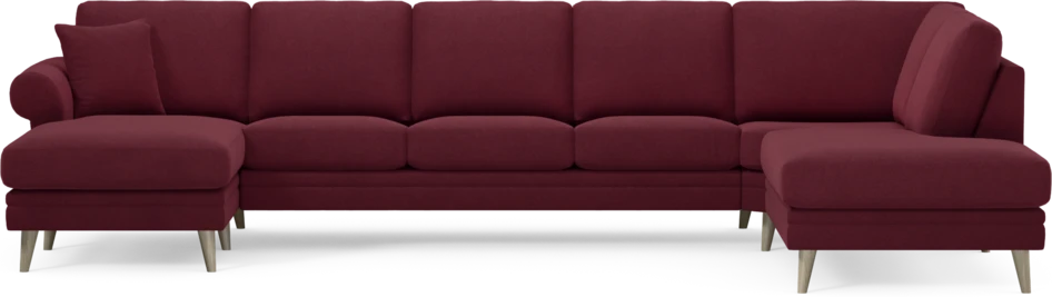 Eden - 3-sits soffa med schäslong vänster och divan höger - Röd