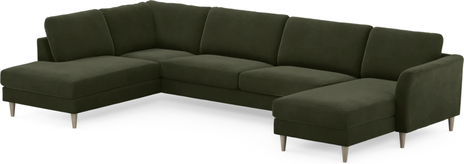 Bridge - 3-sits soffa med divan vänster och schäslong höger - Grön