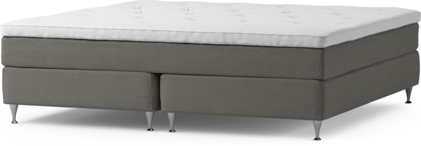 Delux Sense - Kontinentalsäng, dubbelsäng med bäddmadrass och sängben - Grå