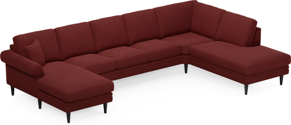 Eden - 3-sits soffa med schäslong vänster och divan höger - Röd