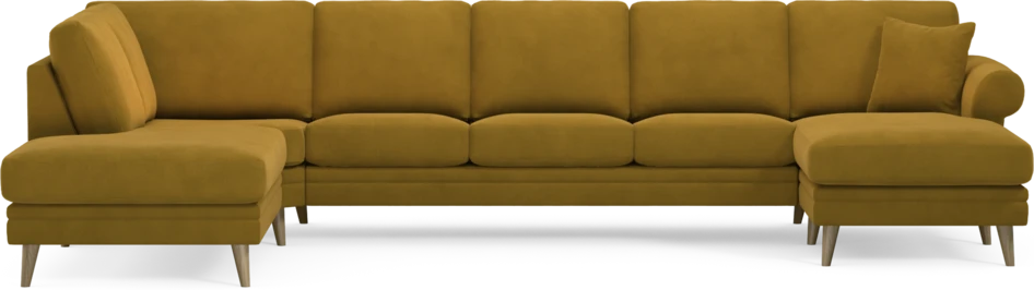Eden - 3-sits soffa med divan vänster och schäslong höger - Gul