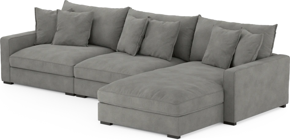Rossi - 3-sits soffa med schäslong höger - Grå