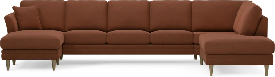 Eden - 3-sits soffa med schäslong vänster och divan höger - Orange
